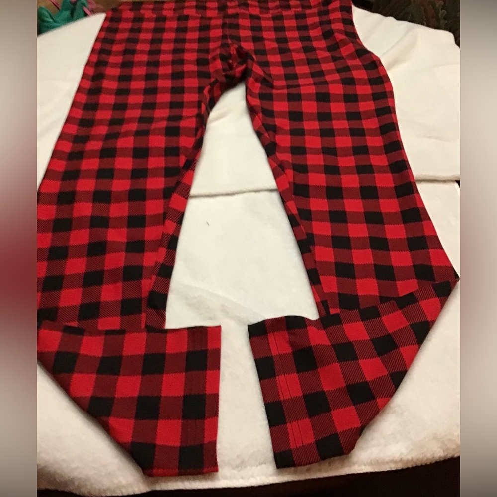 Red and Black Plaid Pants Holiday Time Leggings